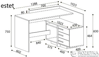 Компьютерный стол Mesa Эстет 129х102х75 см Дуб Сонома Белый (C-12) - изображение 4