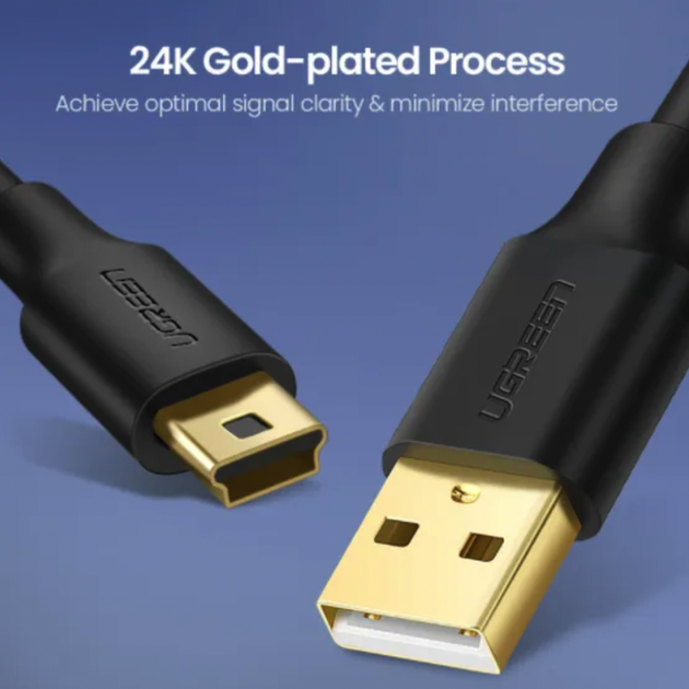 Перехідник UGREEN US132 USB 2.0 A Male to Mini 5 Pin Male Cable 1m (Black)(UGR-10355) (UGR-10355) - изображение 3