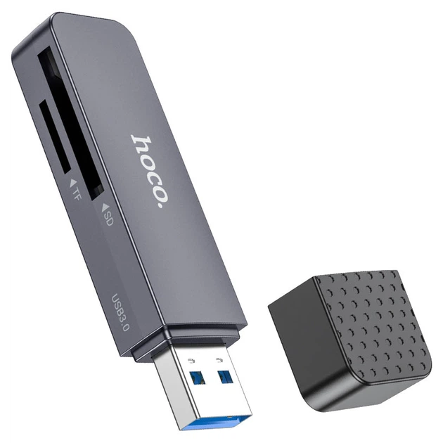 Картрідер HOCO HB45 Spirit 2-in-1 USB 3.0 card reader Metal Gray (6942007620505) - Фото 3 Картрідер HOCO HB45 Spirit 2-in-1 USB 3.0 card reader Metal Gray (6942007620505) - изображение 3