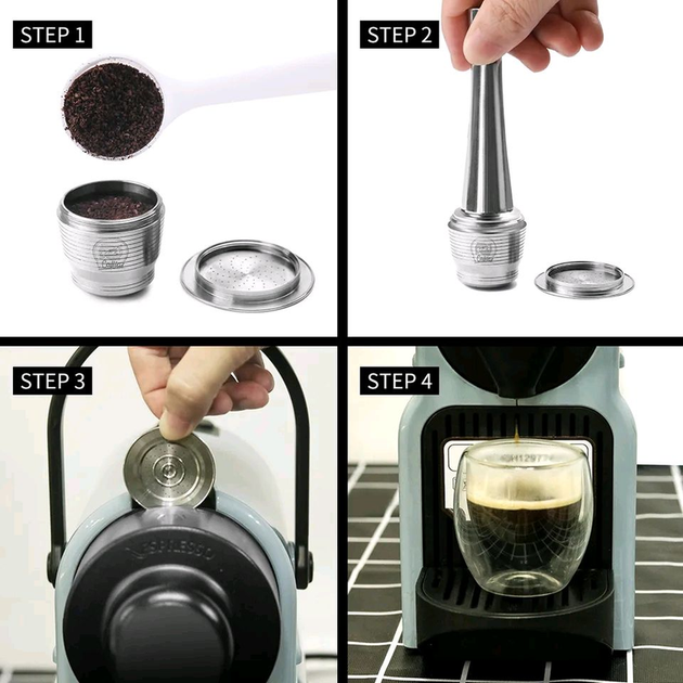 Набор многоразовая стальная капсула nescafe nespresso + темпер. - изображение 2