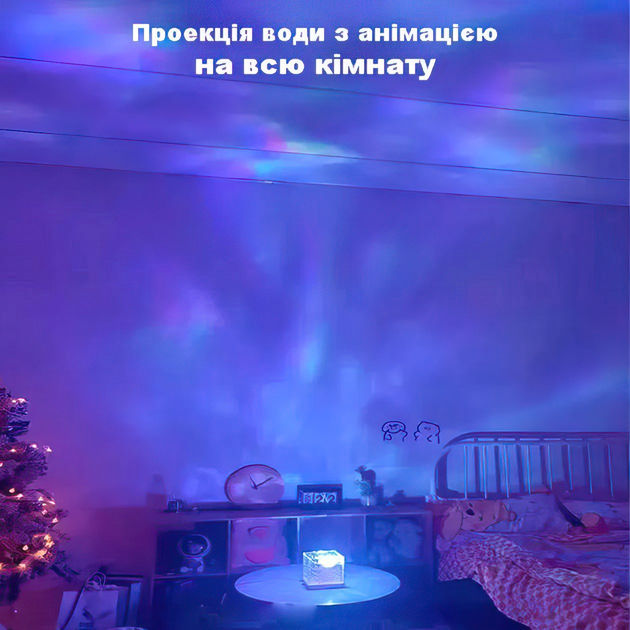 Ночник світильник Cube RGB проектор північного сяйва ефект водяної брижі 16 кольорів пульт ДК - Фото 3 Ночник світильник Cube RGB проектор північного сяйва ефект водяної брижі 16 кольорів пульт ДК - зображення 3