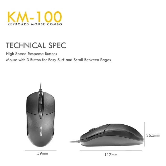 Клавиатура с мышкой FANTECH KM-100 (чeрная) - изображение 7