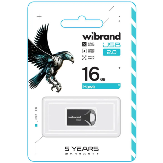 Флешка 16Гб USB 2.0 чорний Hawk Wibrand - Фото 2 Флешка 16Гб USB 2.0 чорний Hawk Wibrand - изображение 2