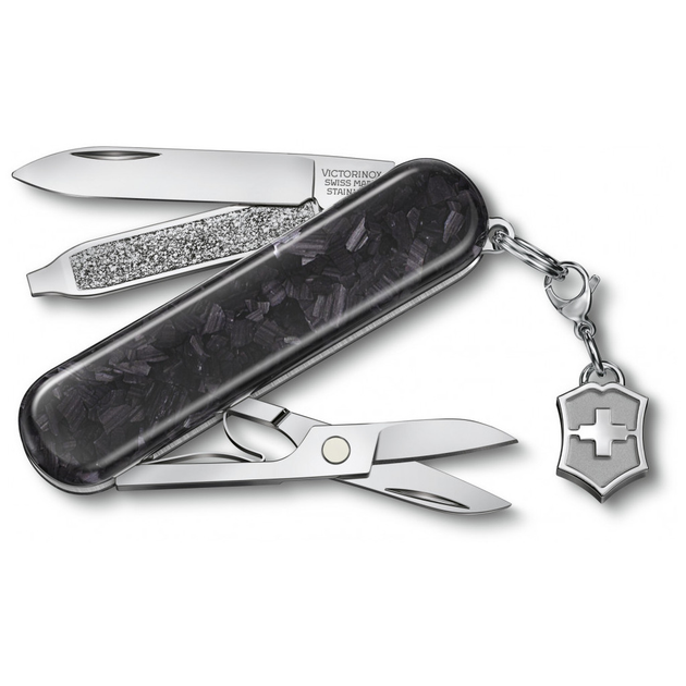 Ніж Victorinox Classic SD Brilliant Carbon + брелок-лого (0.6221.90) - изображение 1