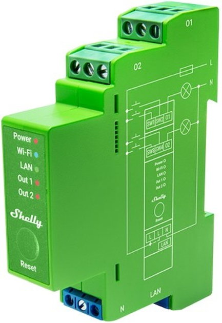 Розумний регулятор освітленості Shelly Pro Dimmer 2PM (3800235268179) - зображення 1