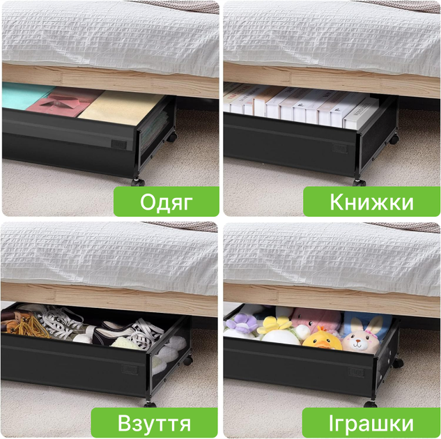 Органайзер подкроватный с колесами, ящик для хранения вещей. Металлический контейнер для хранения под кроватью с колесиками (RT-HC-01) - Фото 6 Органайзер подкроватный с колесами, ящик для хранения вещей. Металлический контейнер для хранения под кроватью с колесиками (RT-HC-01) - изображение 6