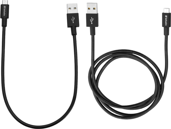 Kabel Verbatim USB - MicroUSB 1 m + 30 cm 2 szt Black (23942488750) - obraz 1