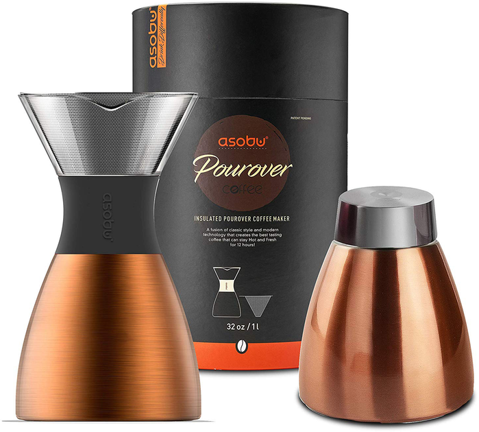 Zestaw do parzenia kawy Asobu Pour Over 1 L z termosem Copper (PO300 COPPER/BLACK) - obraz 3