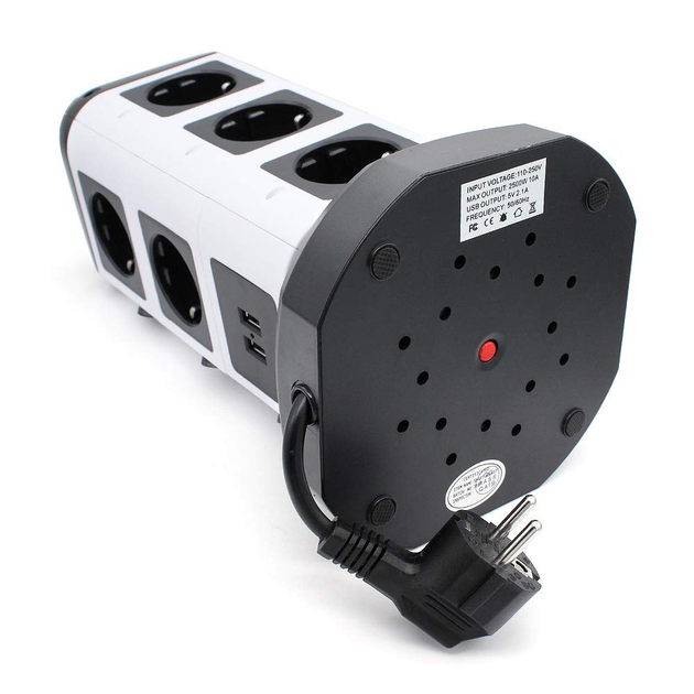 Подовжувач переноска мережева на 11 розеток з USB довжина 1.8м, колір білий - Фото 2 Подовжувач переноска мережева на 11 розеток з USB довжина 1.8м, колір білий - зображення 2