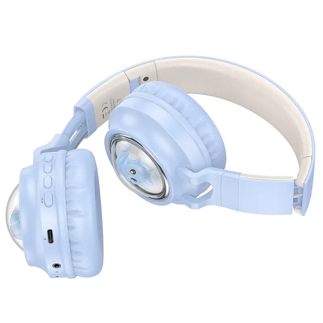 Бездротові накладні навушники HOCO W50 з підсвіткою Bluetooth Блакитні GM-11454 - изображение 2