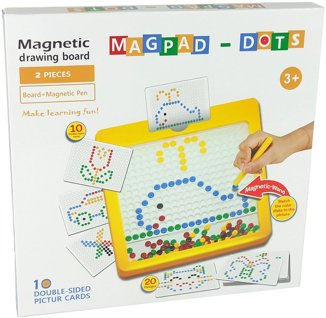 Мозаїка LEAN Toys Magpad Dots 16100 Магнітна дошка з намистинами 5 кольорів 100 деталей Жовта (5905679076477) - зображення 5