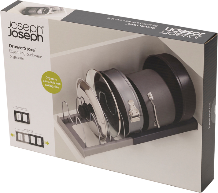 Organizer na naczynia i pokrywki Joseph Joseph DrawerStore rozsuwany 14.7 x 20.4 x 30.6 - 56 cm Szary (5028420002911) - obraz 5