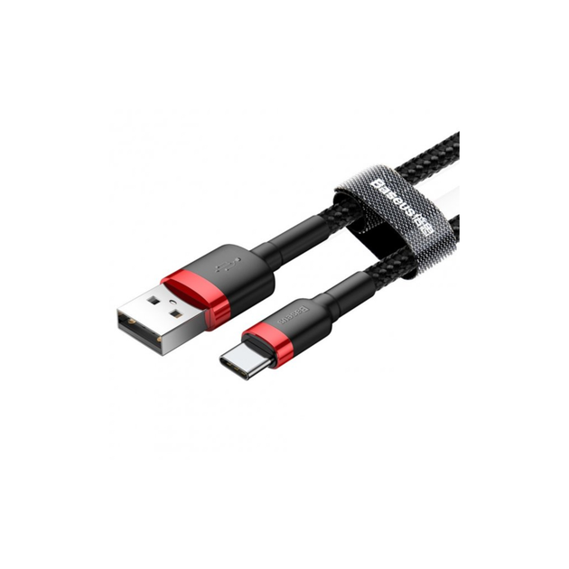 Зарядний кабель Baseus Cafule Type-C 2A 2M Red/Black (CATKLF-C91) - изображение 2