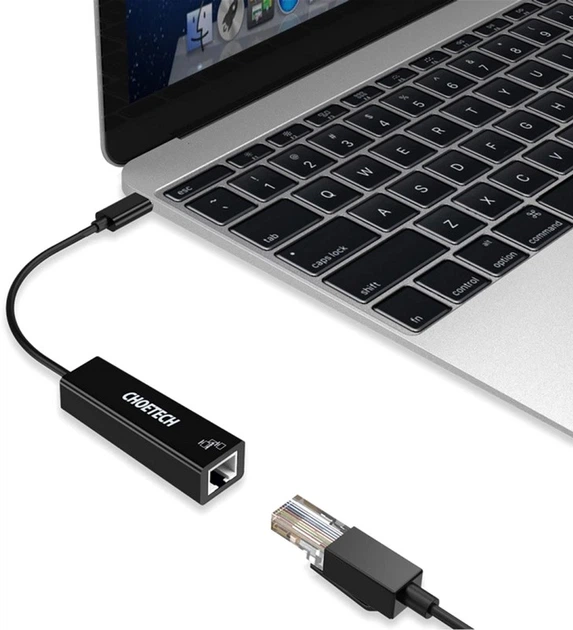 Перехідник Choetech USB3.1 Type-C --> Ethernet RJ45 1000Mb 0.15 м Чорний (HUB-R01-BK) - Фото 3 Перехідник Choetech USB3.1 Type-C --> Ethernet RJ45 1000Mb 0.15 м Чорний (HUB-R01-BK) - зображення 3