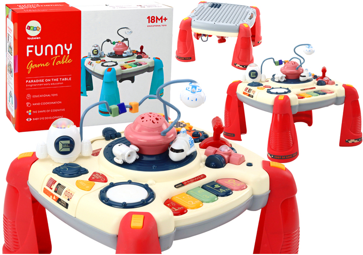 Stolik edukacyjny LEAN Toys Interaktywne pianino Kosmos Czerwony (5905991003816) - obraz 1