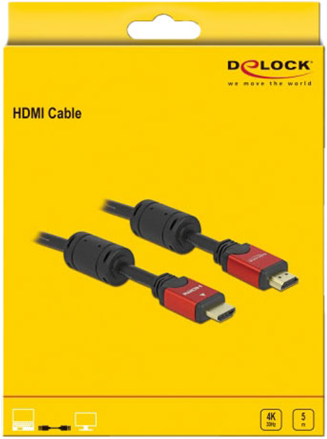 Kabel Delock HDMI-HDMI 4K 30 Hz 5 m Black (4043619843350) - obraz 3