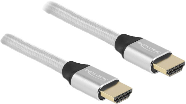 Ultra szybki kabel Delock HDMI-Kabel 48 Gbps 8K 60Hz Silver 1 m (4043619853663) - obraz 1