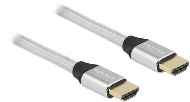 Надшвидкий кабель Delock HDMI-Кабель 48 Gbps 8K 60Гц Silver 2 м (4043619853670) - зображення 1