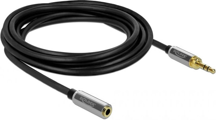 Przedłużacz Delock stereo 3.5 mm 3 pin męski na żeński z przejściówką 6.35 mm nakręcaną Black 3 m (4043619857821) - obraz 2