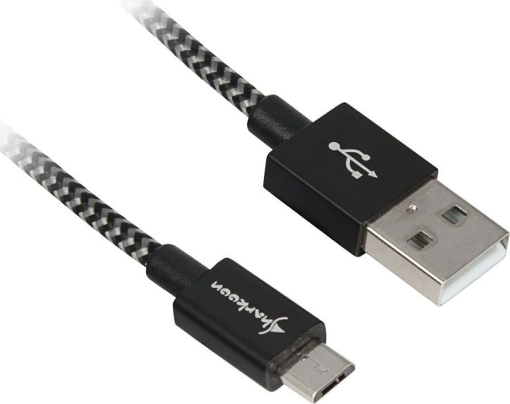 Кабель Sharkoon USB 2.0 USB-A - Micro-USB Black/Gray 3 м (4044951027026) - зображення 1