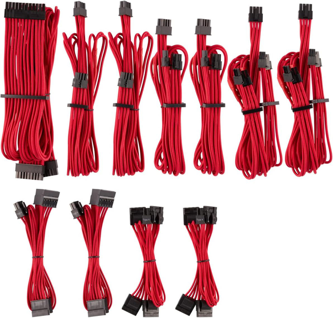 Zestaw kabli do zasilacza Corsair Premium Pro-Kit Type 4 Gen 4 Red 20 szt (843591079587) - obraz 1