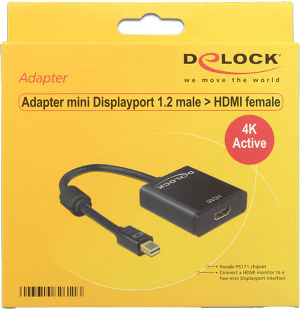 Adapter Delock mini DisplayPort 1.2 męski do HDMI żeński 4K aktywne Black 0.2 m (4043619626113) - obraz 2