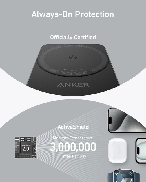 Зарядний пристрій Anker MagGo Wireless Charging Station 3-in-1 15W для iPhone (2000139) - Фото 5 Зарядний пристрій Anker MagGo Wireless Charging Station 3-in-1 15W для iPhone (2000139) - зображення 5