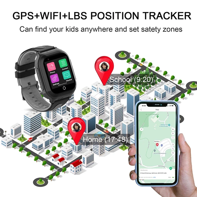 Смарт часы-телефон детские Wonlex KT24S 4G камера прослушка геозона WI-FI GPS SIM Black (16998) - изображение 9