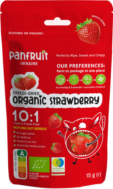 Полуниця сублімована Panfruit Органічна Ціла 15 г (4820195680681) - зображення 1