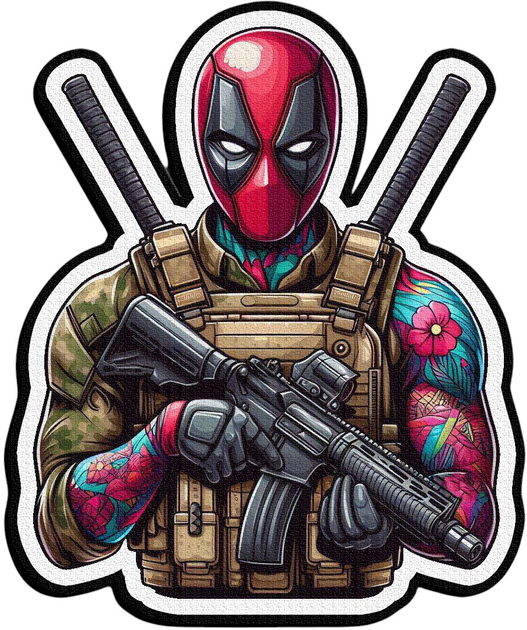 Военный шеврон Shevron.patch Дэдпул с автоматом тактический на липучках (DEADPOOL2) - изображение 1