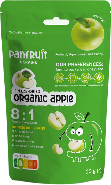 Яблука сублімовані Panfruit Органічні Слайси 20 г (4820195681121) - зображення 1