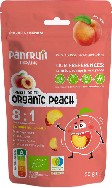 Персик сублімований Panfruit Органічний Слайси 20 г (4820195681107) - зображення 1