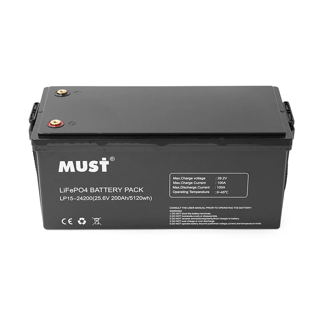 Акrумуляторна батарея Must LiFePO4 LP15-24200 25,6V 200Ah, 5,12kWh, BMS100A@4S, 6000 cycles, 522x240x218, 45kg - изображение 2