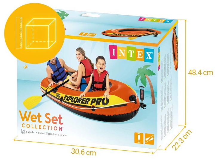 Надувний човен Intex Explorer Pro 300 244 x 117 x 36 см 58358 Оранжевий (6941057453583) - зображення 7