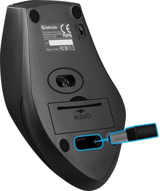 Мышь Defender Accura MM-365 Wireless Black (52365) - изображение 4