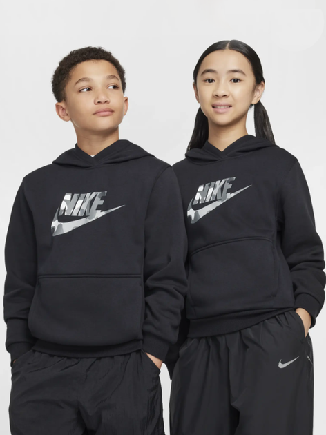 Подростковое теплое худи для девочки Nike K Nsw Club Flc Hdy Ssnl Gfx FZ5489-010 XL 156-166 см Черное (197596733204) - изображение 5