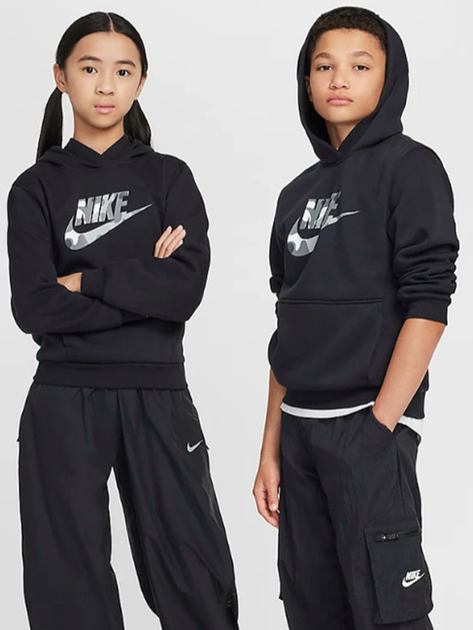 Подростковое теплое худи для девочки Nike K Nsw Club Flc Hdy Ssnl Gfx FZ5489-010 XL 156-166 см Черное (197596733204) - изображение 6