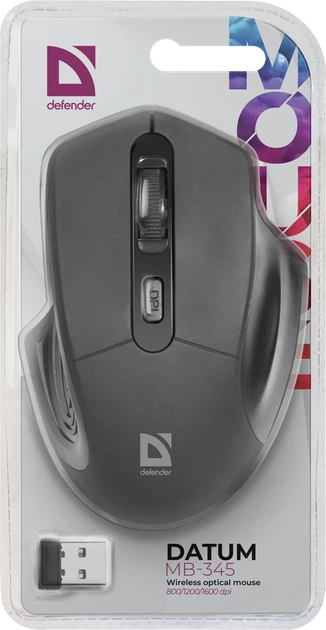Миша Defender Datum MB-345 Wireless Black (52345) - Фото 6 Миша Defender Datum MB-345 Wireless Black (52345) - зображення 6