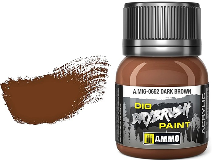 Farba Ammo DIO Drybrush 40 ml Ciemno-brązowa (8432074006527) - obraz 1