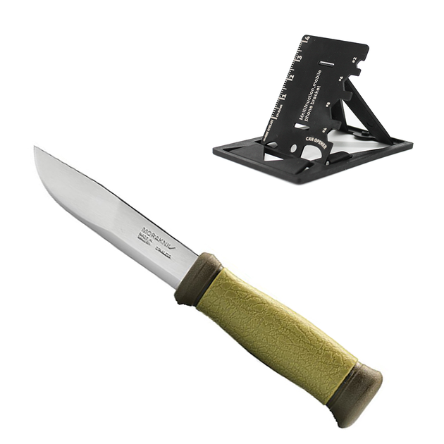 Ніж Morakniv Outdoor 2000 Green Нержавіюча сталь Зелений колір + Multitool Fonarik 2020 акційний - изображение 1