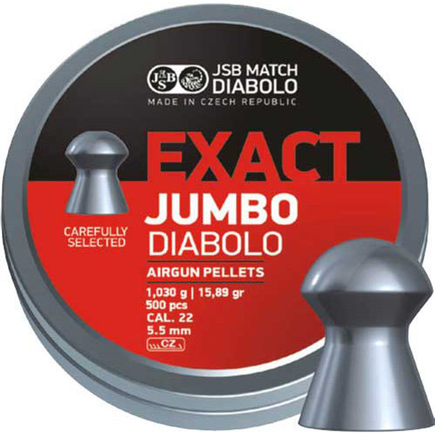 Пули пневматические JSB Diablo Jumbo Exact 5,52 мм 1,030 г 250 шт/уп (546247-250) - изображение 1