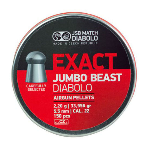 Пули пневматические JSB Exact Jumbo Beast 5,52 мм 2,2 г 150 шт/уп (546387-150) - изображение 1