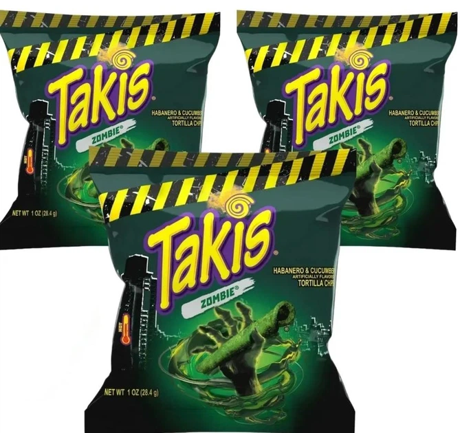 Мультиупаковка чипсов Takis Zombie Habanero Cucumber Rolled Tortilla Chips 18 шт 28 г - Фото 1 Мультиупаковка чипсов Takis Zombie Habanero Cucumber Rolled Tortilla Chips 18 шт 28 г - изображение 1