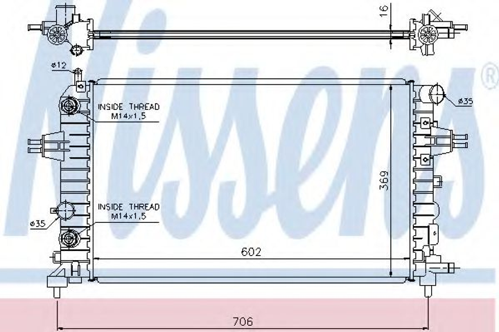 Радиатор OP ASTRA H(04-)1.2 и 16V(+)[OE 1300 265] Nissens (63027A) - изображение 1