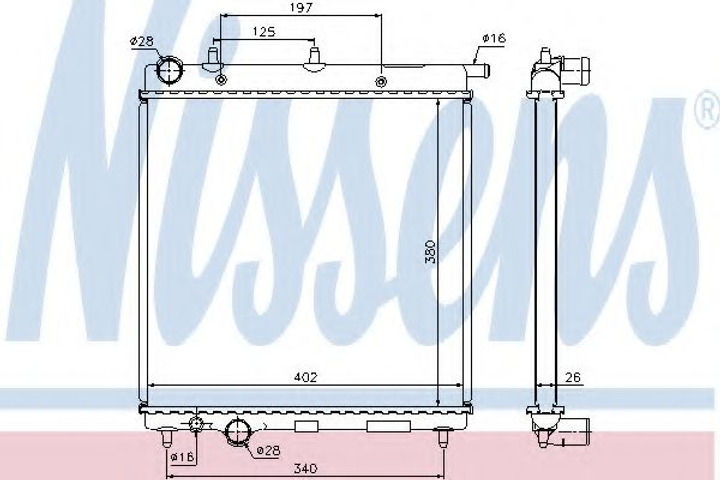 Радиатор CN C3(02-)1.4 i(+)[OE 1330.C1] Nissens (61279) - изображение 1