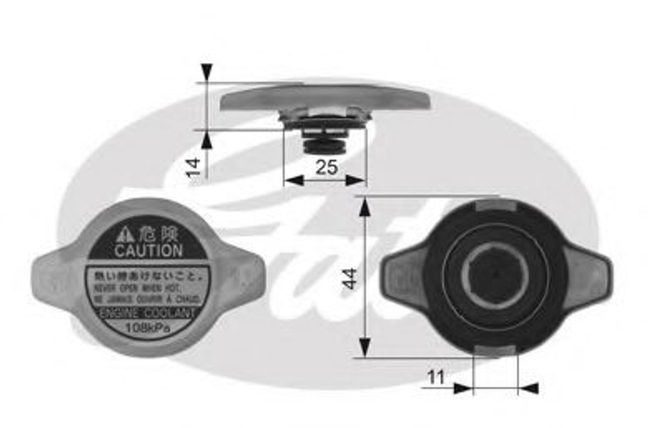 Крышка расшир.бачка радиатора Mazda/Honda/Lexus/Opel/Mitsubishi/Suzuki/Toyota 1.0-5.7 84- Gates (RC134) - изображение 1