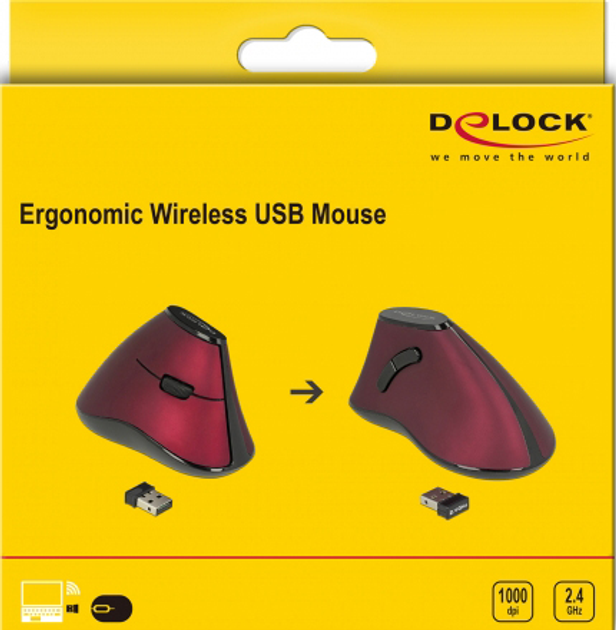 Миша ​​Delock Ergonomic vertical Wireless Black (4043619126224) - зображення 3