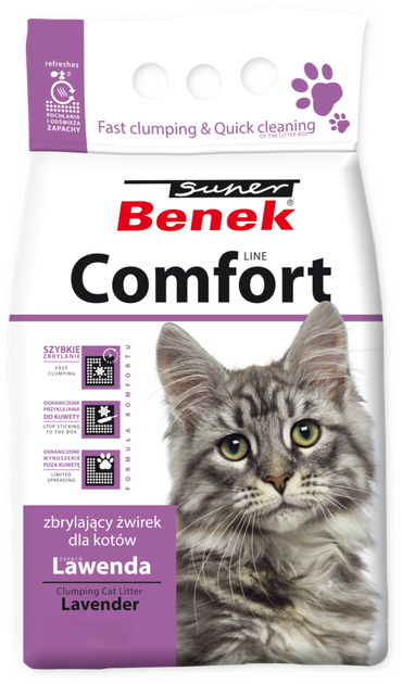 Żwirek bentonitowy Benek Comfort Lawenda 25 l (5905397024569) - obraz 1