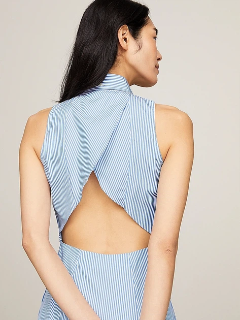 Плаття-сорочка міді літнє жіноче Tommy Hilfiger thww0ww41528ybl 40 Блакитне (8720646834280) - зображення 4