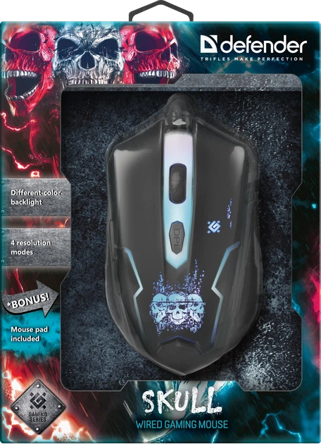 Мышь Defender Skull GM-180L USB Black (52180) - Фото 8 Мышь Defender Skull GM-180L USB Black (52180) - изображение 8